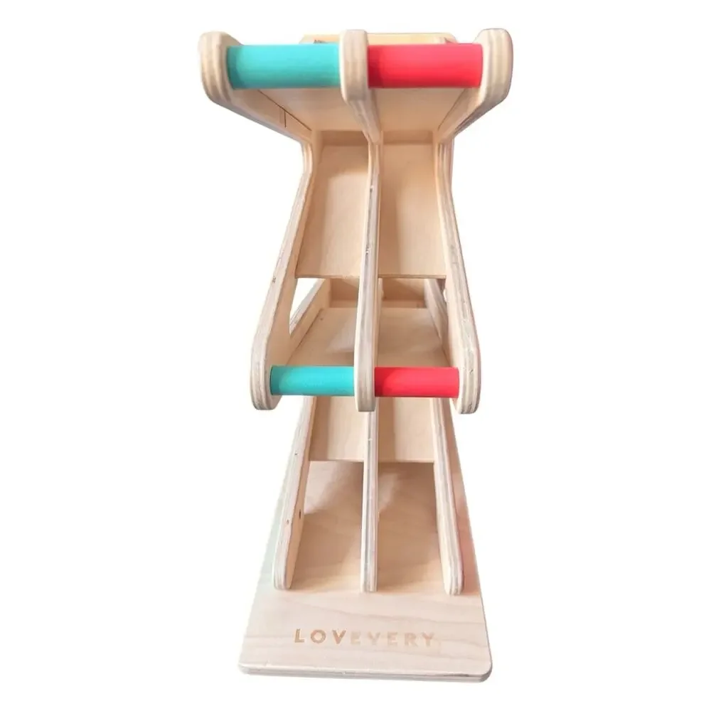 Lovevery Race & Chase Ramp With Two Cars Montessori Inspired Wooden Toy 16-18 Mo